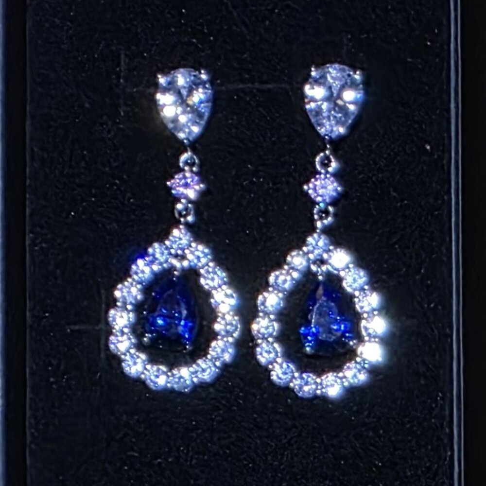 Elegant Drop Earrings 925 Sterling Silver, Aquamarine, Real Attention Getters